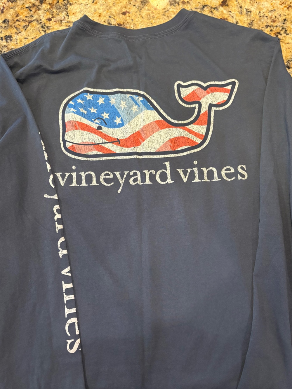 Vineyard Vines Navy Long Sleeve Pocket Tee with Whale Logo - Picture 2 of 2